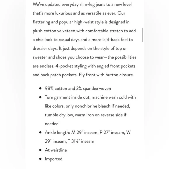 J. Jill High-Rise 5-Pocket Velveteen Stretch Jeans in Green Size 16 - Picture 2 of 9